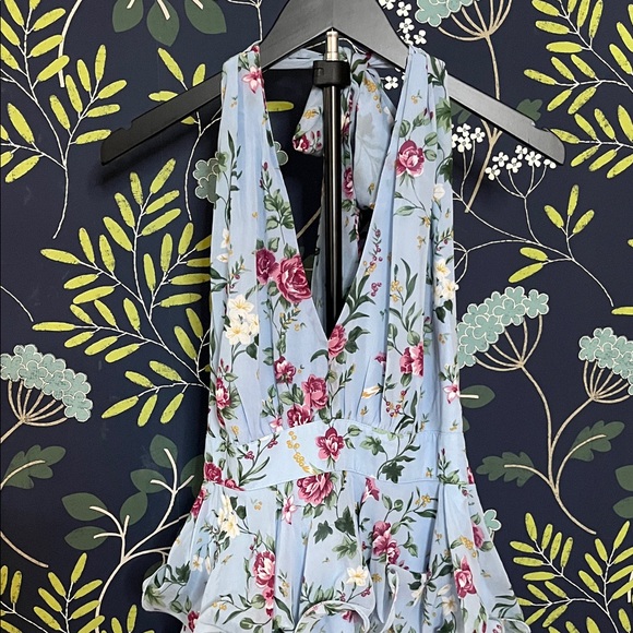 In Bloom Blue Floral Backless Dress Size M - Picture 3 of 7